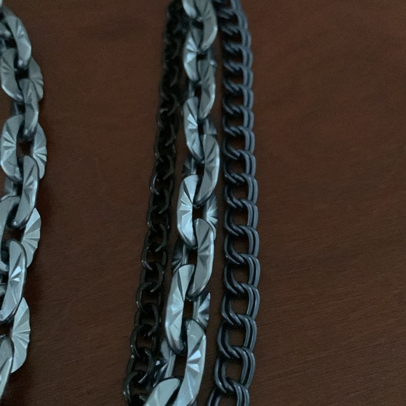 Sabika gun metal silver and black multi chain necklace and bracelet set - Picture 2 of 3